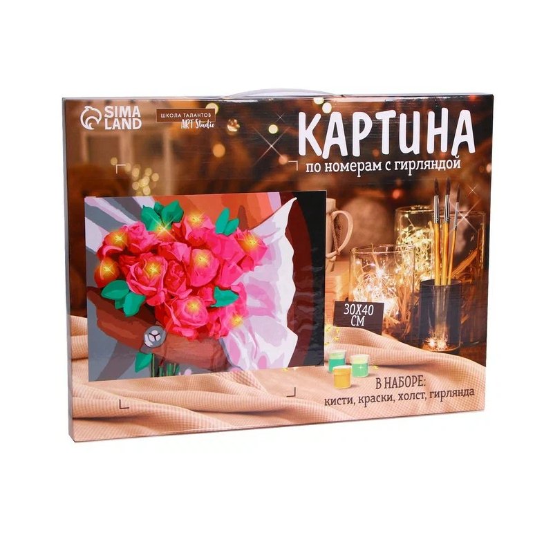Картина по номера с гирлянда "Цветя" - снимка 1