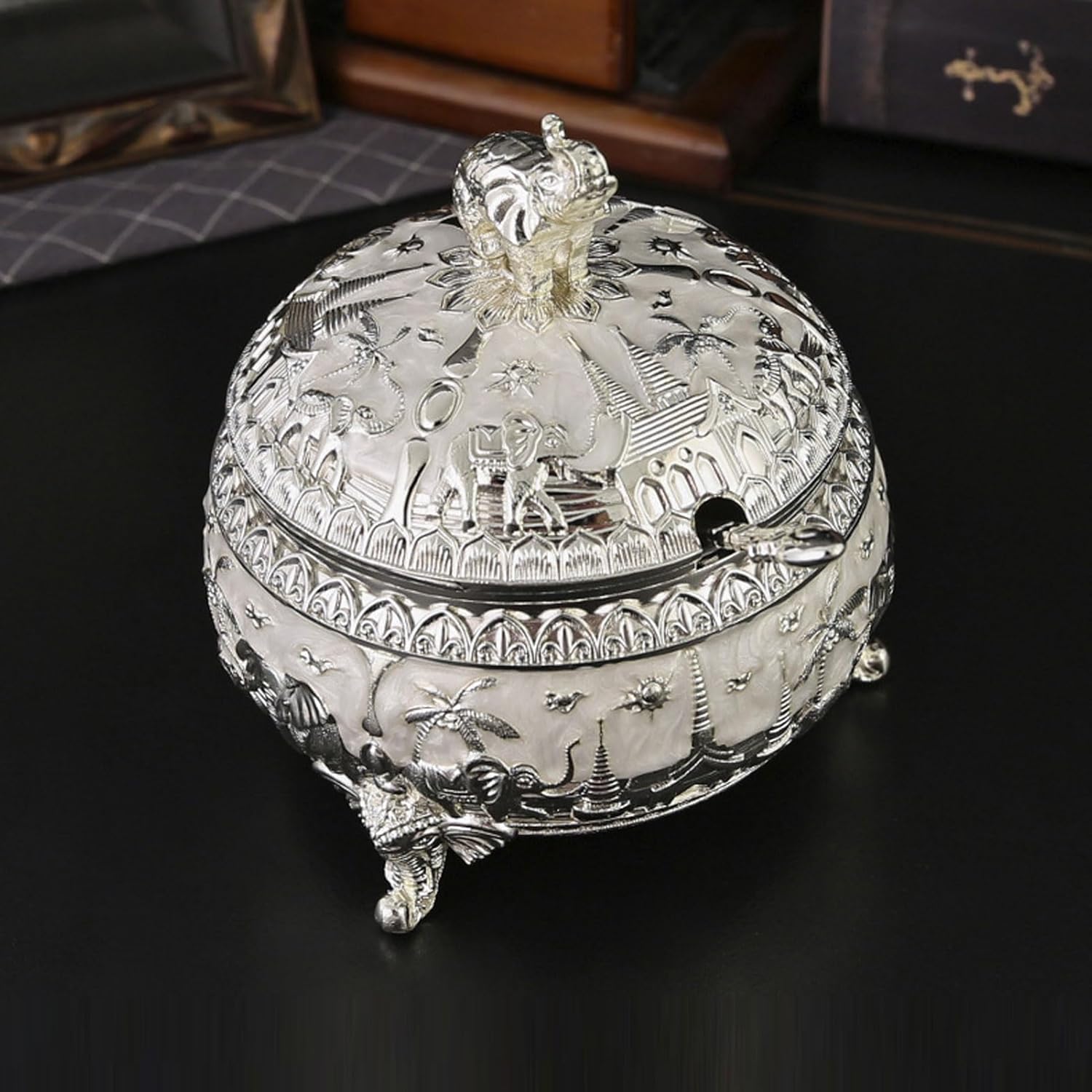 Декоративна захарница със слон | Антична бонбониера - снимка 8