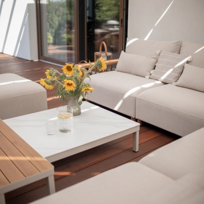 Комплект мебели Kalem бежов с калъфи и 2 маси - снимка 9