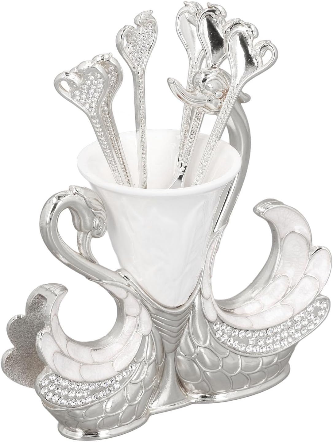 Поставка лебед с 6 лъжички за кафе и десерт - снимка 3