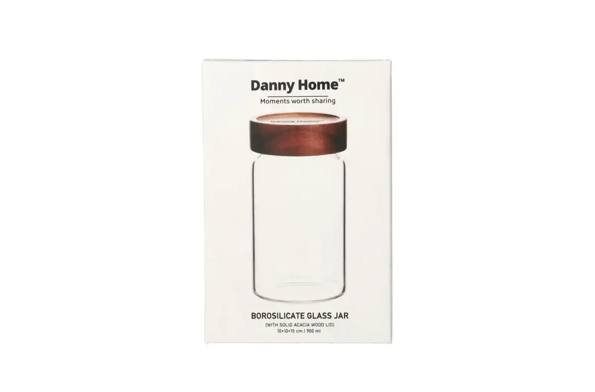 Стъклен буркан Danny Home 900 мл с акациев капак - снимка 2