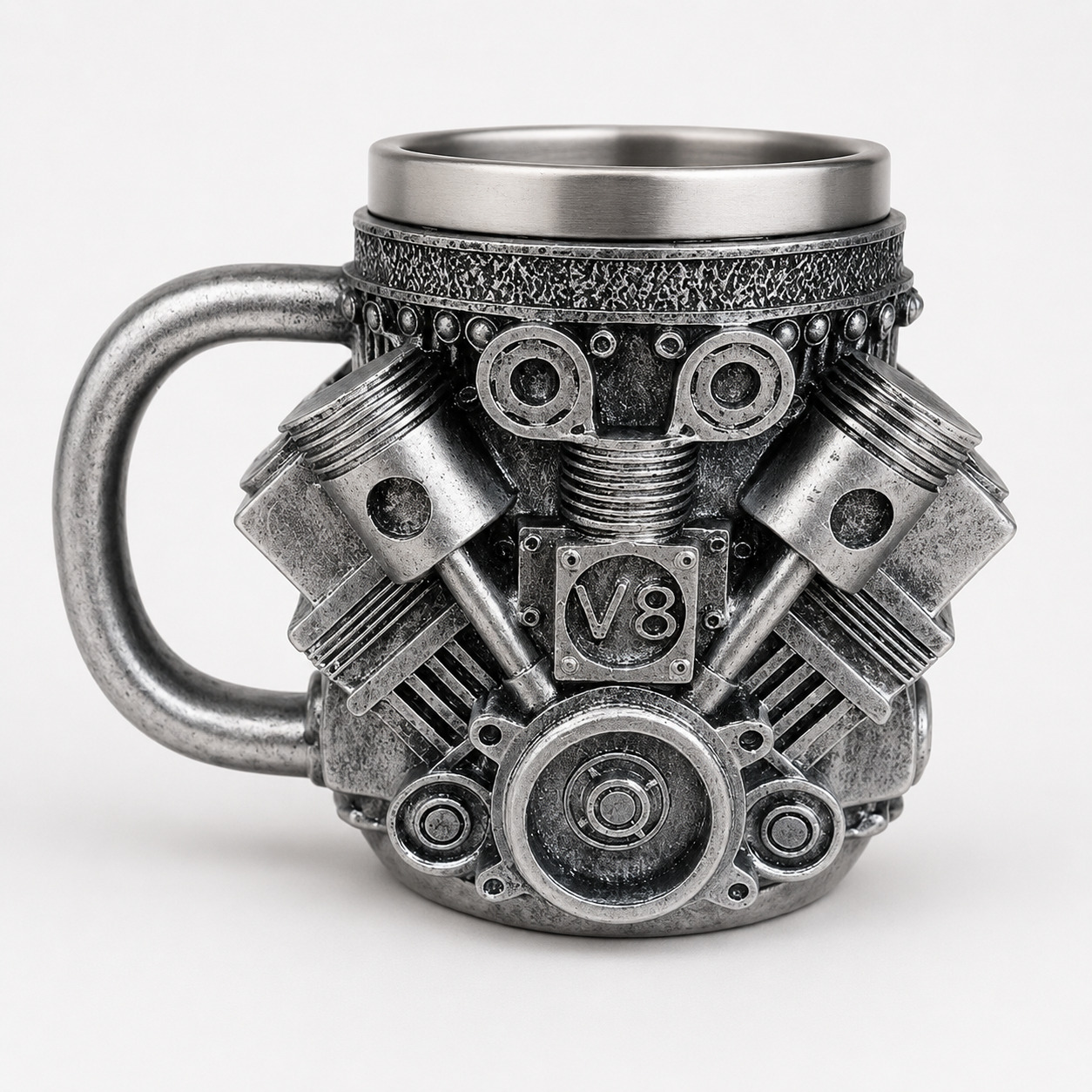 3D термочаша V8 двигател от неръждаема стомана - снимка 1