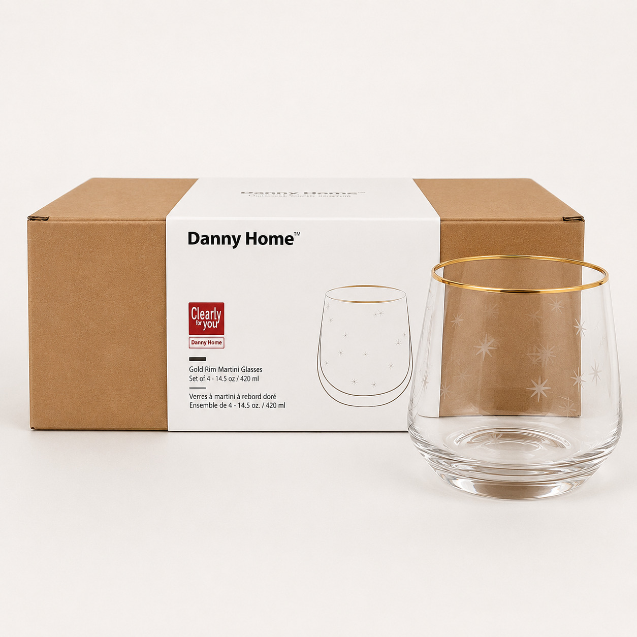 Комплект чаши за уиски Danny Home CB21-13 420 мл 4 броя - снимка 1