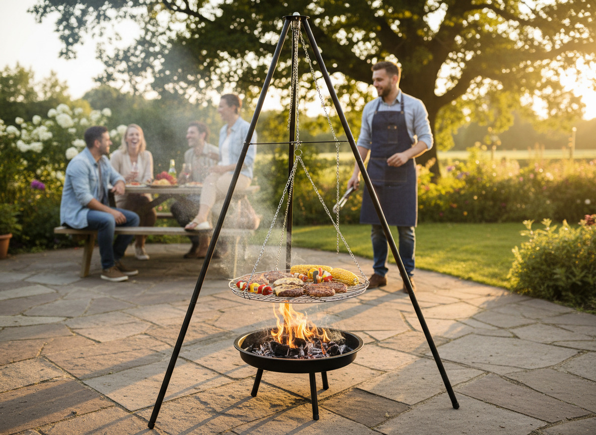 ADJUSTABLE HANGING GRILL ON TRIPOD 95 X 95 X 147 CM - снимка 8
