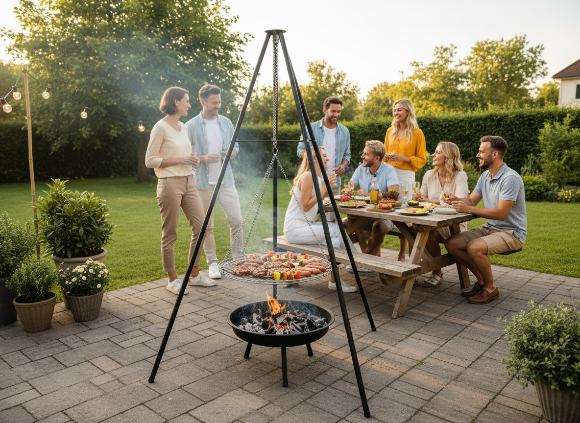 ADJUSTABLE HANGING GRILL ON TRIPOD 95 X 95 X 147 CM - снимка 9