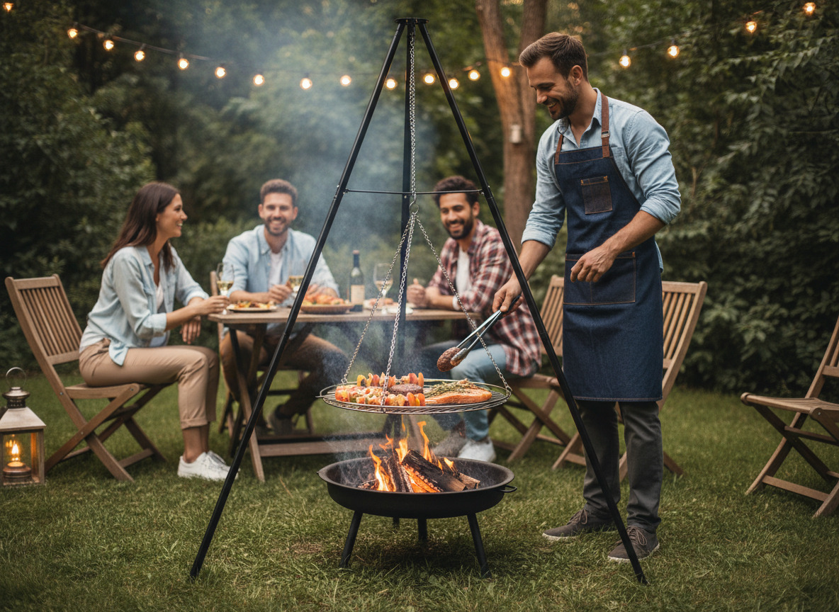 ADJUSTABLE HANGING GRILL ON TRIPOD 95 X 95 X 147 CM - снимка 10