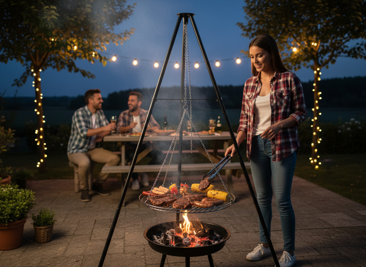 ADJUSTABLE HANGING GRILL ON TRIPOD 95 X 95 X 147 CM - снимка 11