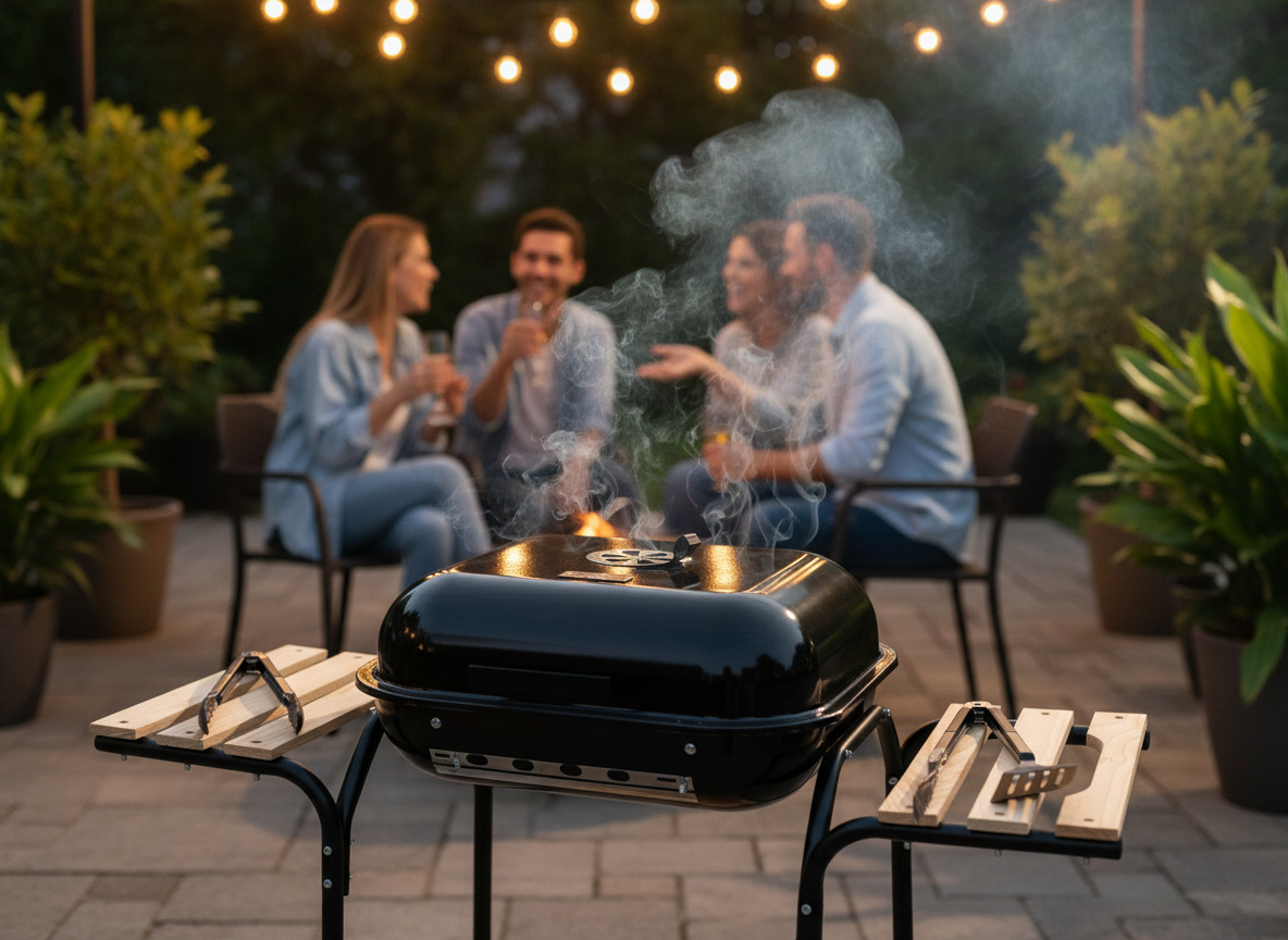 AMERICAN CHARCOAL BBQ WITH SIDE SHELVES AND WHEELS 96 x 45 x 75 CM - снимка 8
