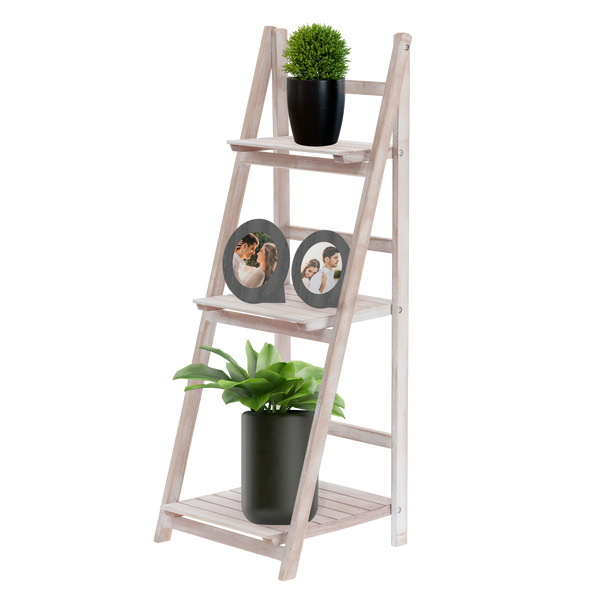 NATURAL/WHITENED LADDER SHELF WITH 3 SHELVES 42 X 39 X 109 CM - снимка 2