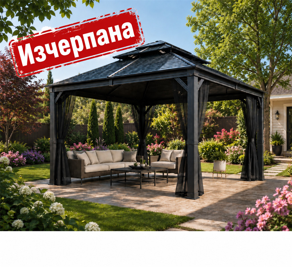 Алуминиева пергола с метален покрив Relax 3.6х4.8х3 м 17.3 m2 цвят Антрацит - снимка 1