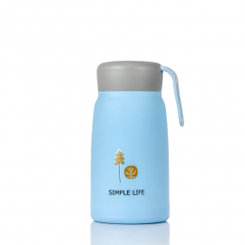 Детска стъклена бутилка за вода с пластмасово покритие "Simple Life" 350 мл. - Синя 1 = 2