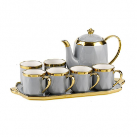 Луксозен керамичен сервиз за чай с кана (Сив)