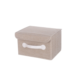 Правоъгълна кутия за съхранение с капак и дръжка - Бежова