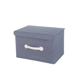Сгъваема кутия за съхранение с дръжка и капак - Сива (38 х 25 х 25 см)