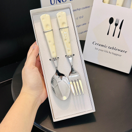 Комплект лъжица и вилица с керамична дръжка Cheese