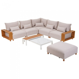 Комплект мебели Kalem бежов с калъфи и 2 маси