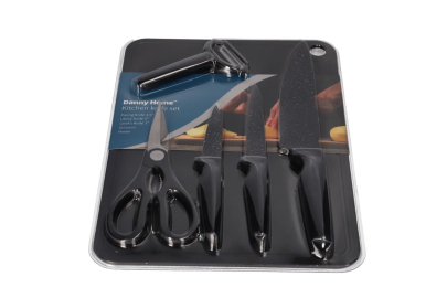 Комплект кухненски ножове 6 части с дъска Комплект кухненски ножове 6 части с дъска