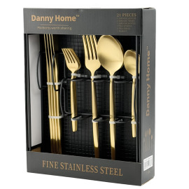 Комплект златни прибори Danny Home DH-ZYB094-21MG, 21 части
