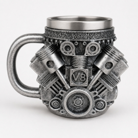 3D термочаша V8 двигател от неръждаема стомана