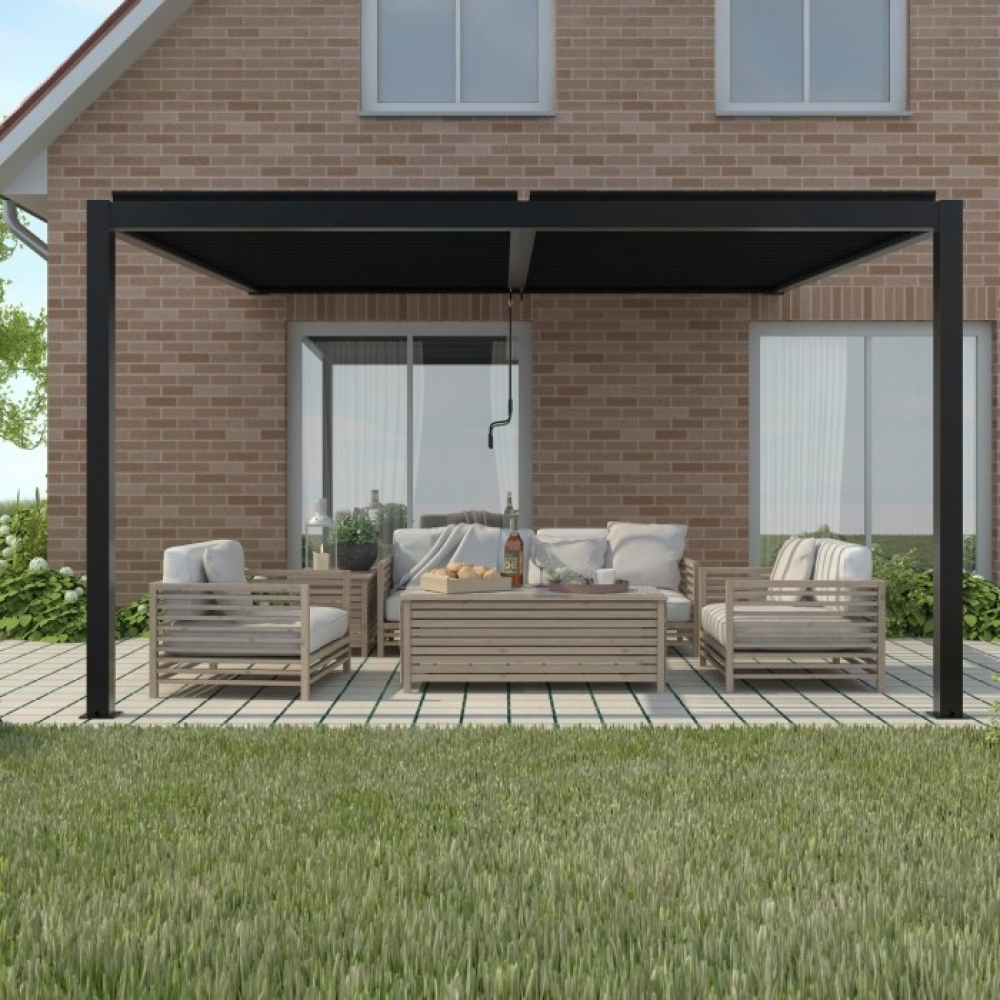Стенна пергола LUXE 4x3 м с LED и ръчно регулиране Стенна пергола LUXE 4x3 м с LED и ръчно регулиране - миниатюра 4