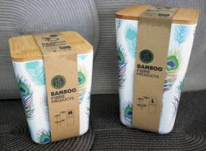 Буркан "Паунови пера" с бамбуков капак BPA-FREE - Размер L